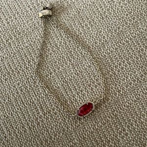 Elaina Gold Adjustable Chain Bracelet in Berry Glass